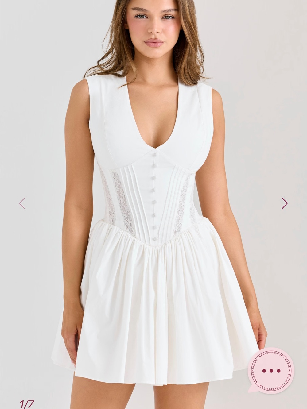 House of CB White V-Neck Corset Mini Dress